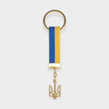 Keychain 15mm/R30 Flag of the UA+Coat of Arms gold