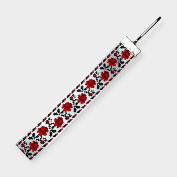 Ribbon hanging embroidery red roses