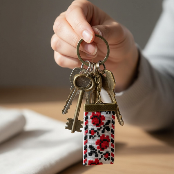 Keychain 25mm red roses